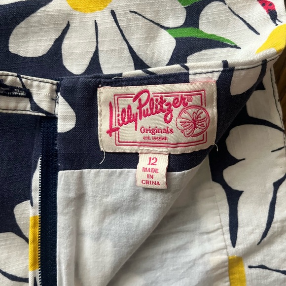 Lilly Pulitzer Floral Daisy Print Navy Mini Skirt Vintage Rare Retired - Picture 8 of 10
